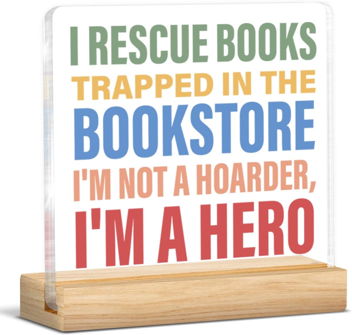 Book Lover Gifts for Women Men Friends, Funny Gift for Bookworm Book Lover Librarian Reader Christmas Birthday, Bookish Gift Ideas Acrylic Plaque Sign Home Room Office Desk Decor