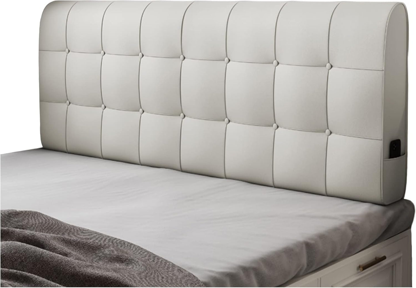 Headboard Bed Backrest Cushion PU Reading Pillow Removable Large Lumbar Support Pad for Home Decoration Sofa Bed Customizable (Color : Milky Size : 200X60X6CM) (Milky 180X60X6CM)