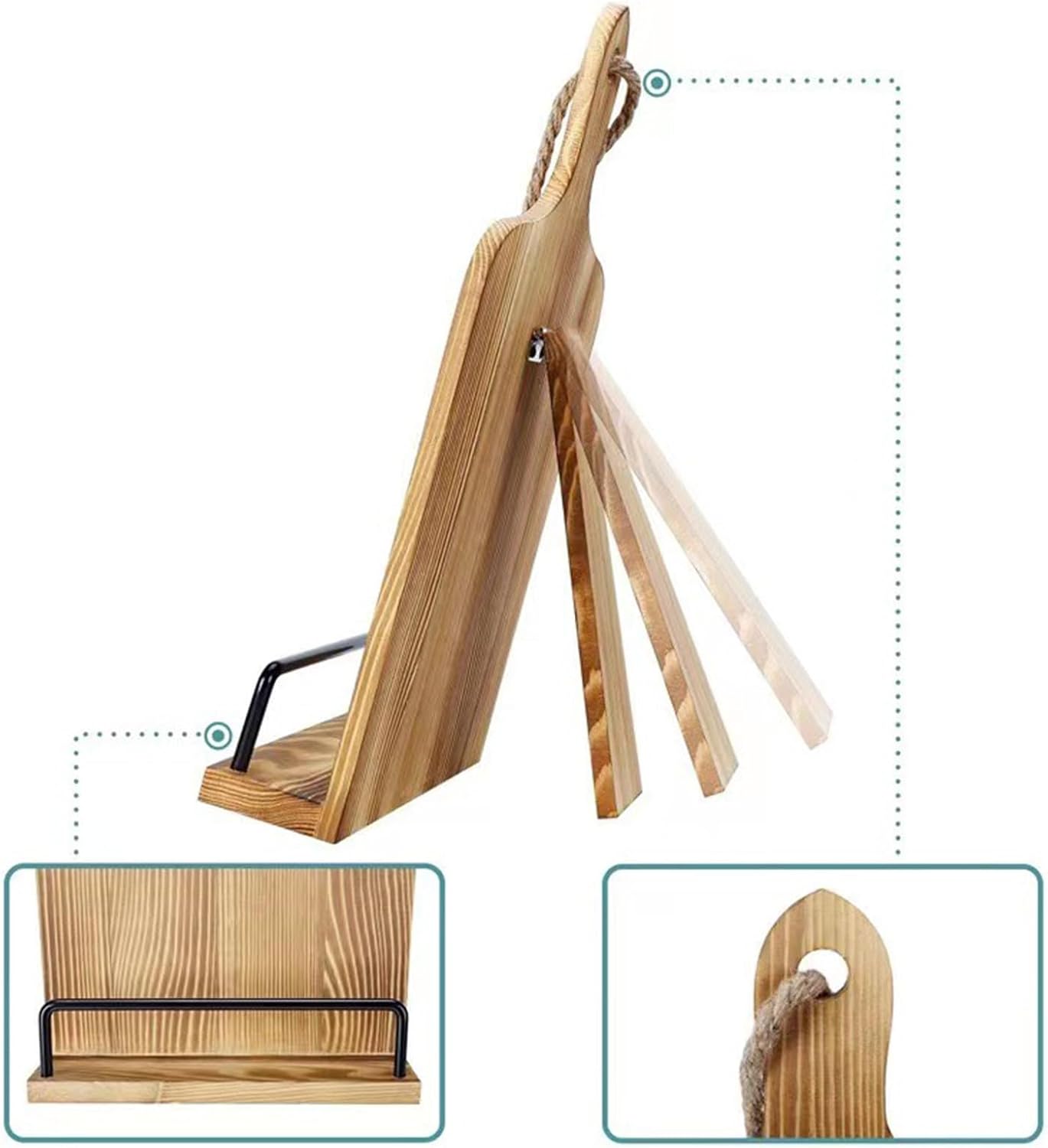 Cookbook Storage Organizer - Sturdy Wooden Shelf, Durable Recipe Book Holder, Christmas Housewarming Gift, Countertop Kitchen Rack, Natural Timber Finish, Aesthetic Culinary Display Stand