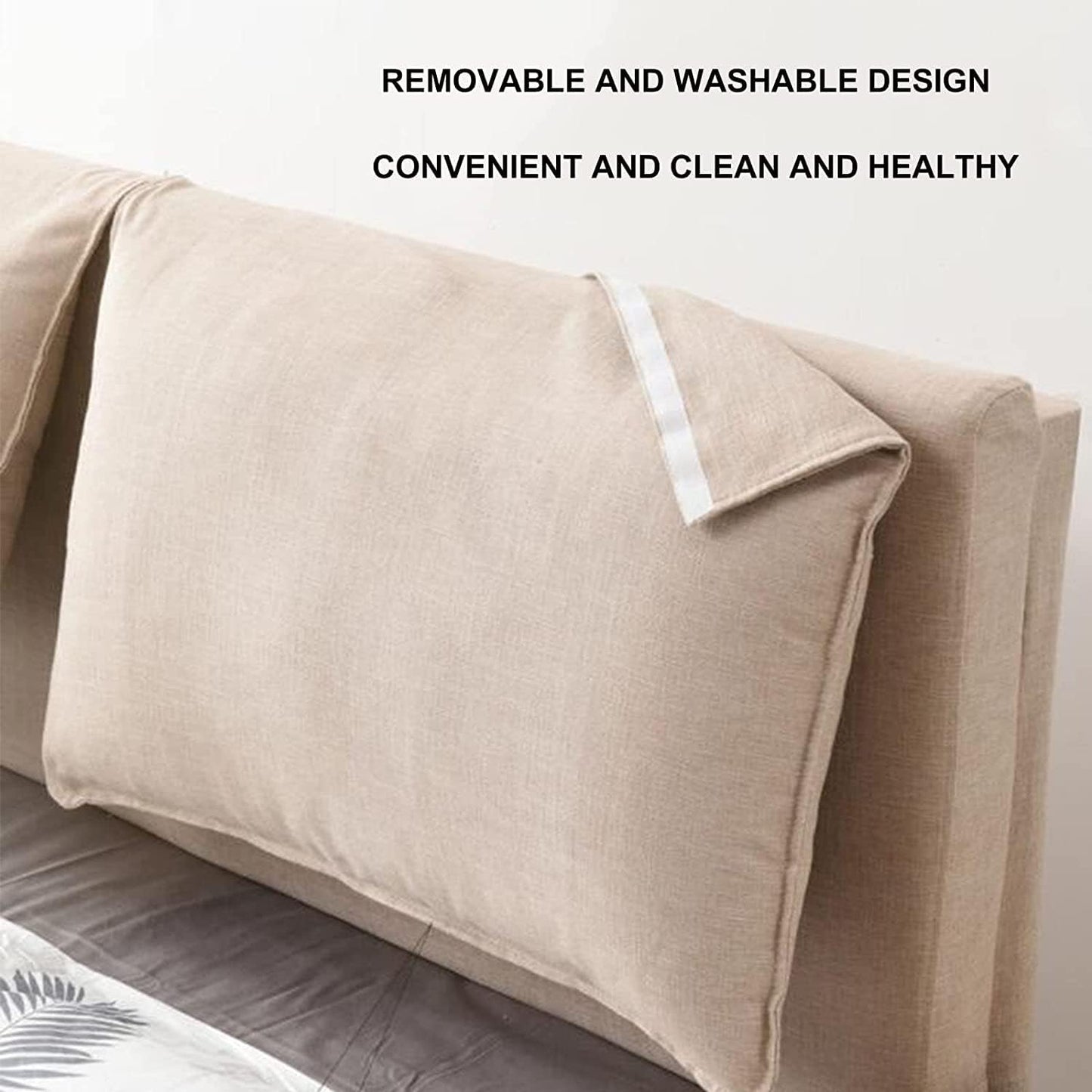 Large Upholstered Headboard Cushion Backrest Cushion Bedroom Headboard Wall Pillow Lumbar Pad Bed Removable (Size:No headboard 70.8"/180cm,Color:D)