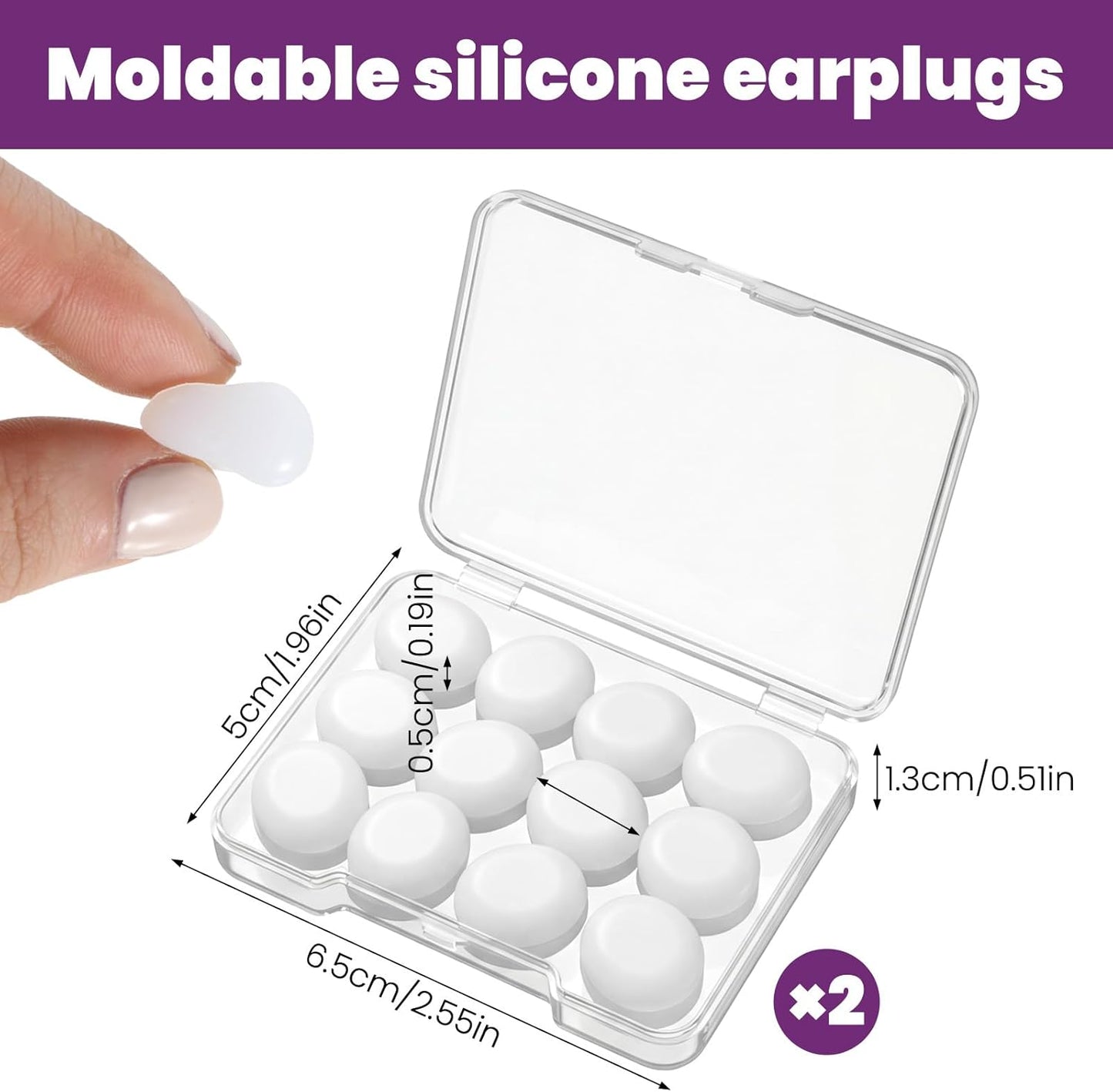 24 Pcs Soft Silicone Moldable Ear Plugs Reusable Noise Cancelling Earplugs Sleep Ear Plugs for Sleeping, Swimming, Snoring, Study, Travel, Work(12 Pairs)