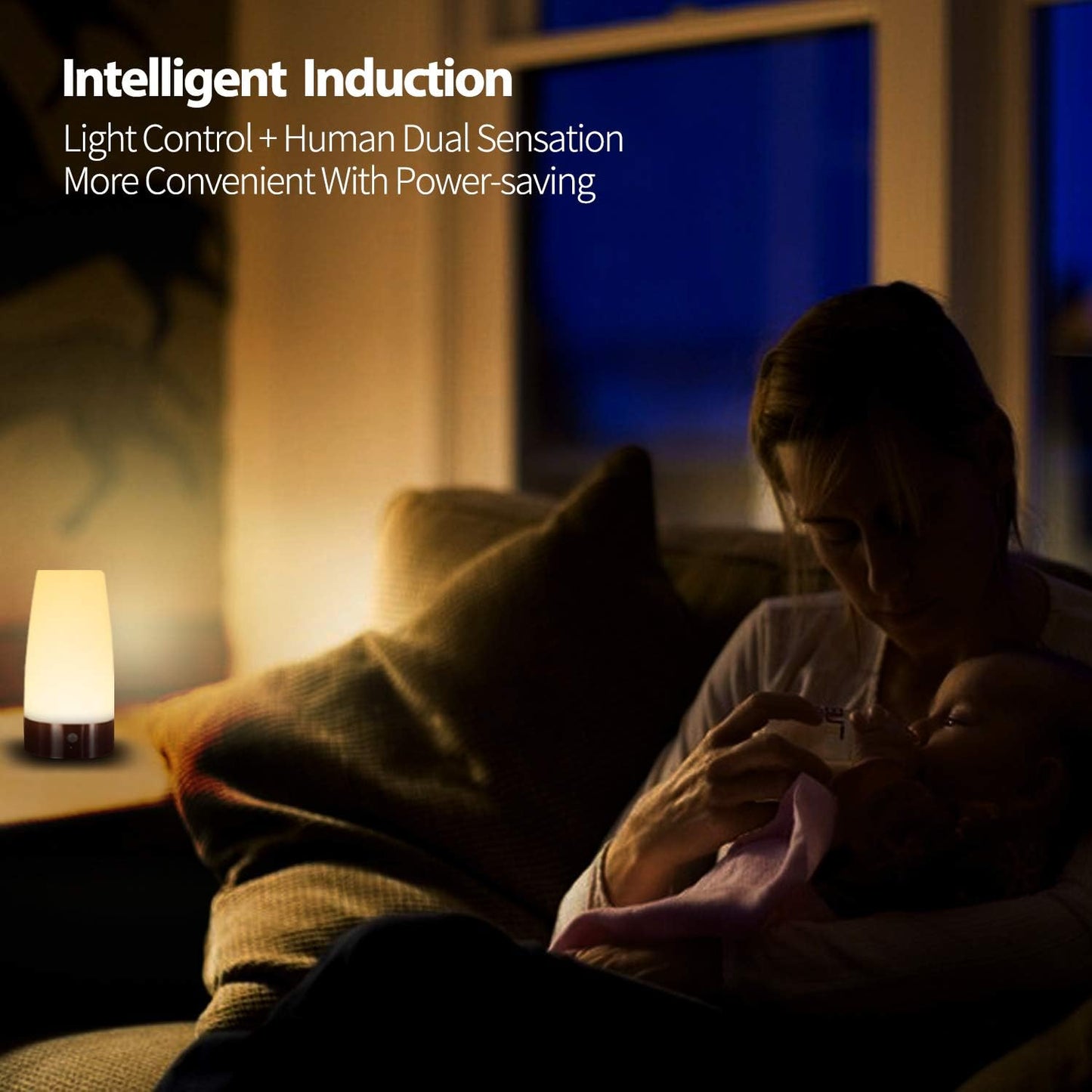 Betus Motion Sensor Night Light, Battery Operated Lamp with 2 Sensored Modes - Retro Bedside Table Desk Lamp with Soft Ambient Light for Bedroom, Living Room, Kitchen Kids Room