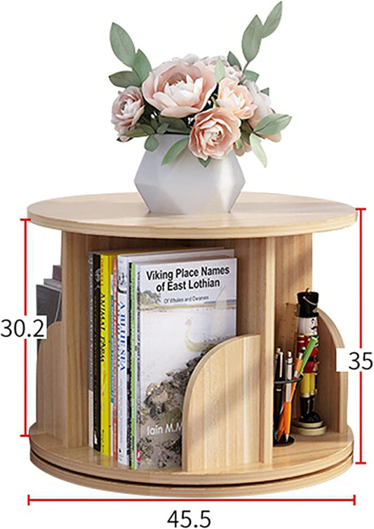 360° Rotating Bookshelf Floor Standing Display Shelf Bookcase Home Storage Organizer Shelf Standing Book Rack Multifunctional Bookshelves for Office Living Room Study-Pink 45x35cm(18x14inch) (Yello