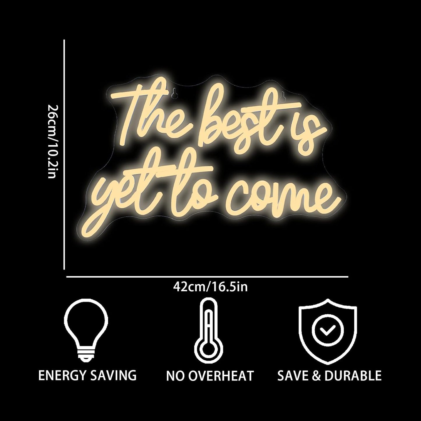 The Best Is Yet to Come Neon Sign Warm White Letter Led Neon Lights for Wall Decor Usb Word Light Up Signs for Bedroom Home Bar Classroom Graduation Ceremony Wedding Birthday Party Kids Room Teens Gifts