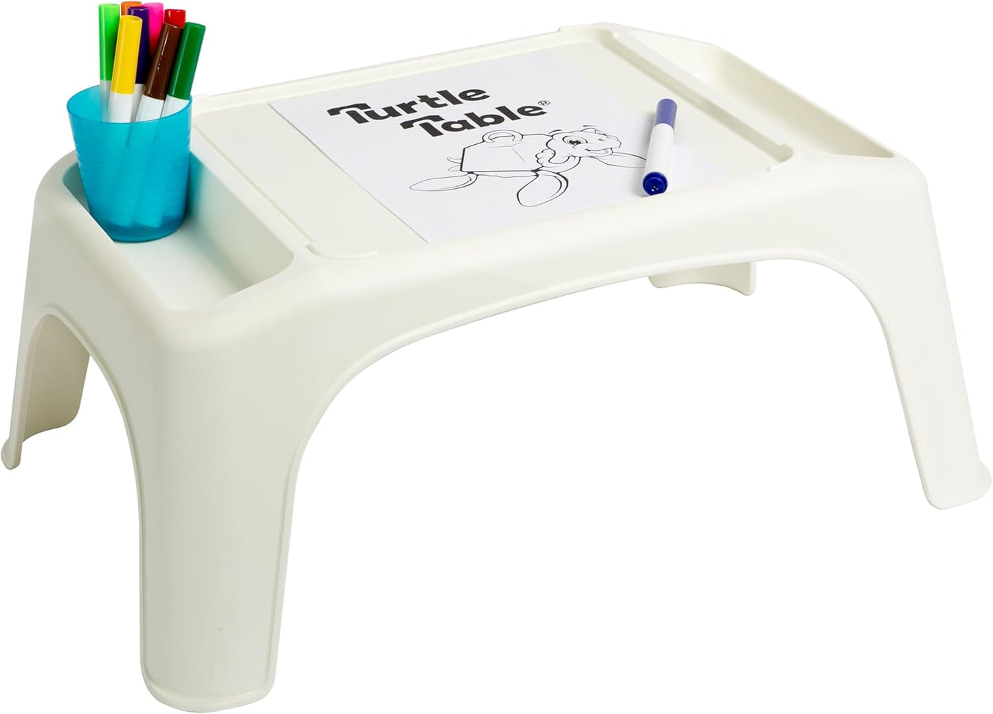 LAPGEAR Turtle Table Kids Flexible Seating Lap Desk Tray with Storage for Snacks, Play, Classroom, and Sensory Activities - Marshmallow White - Style No. 20111