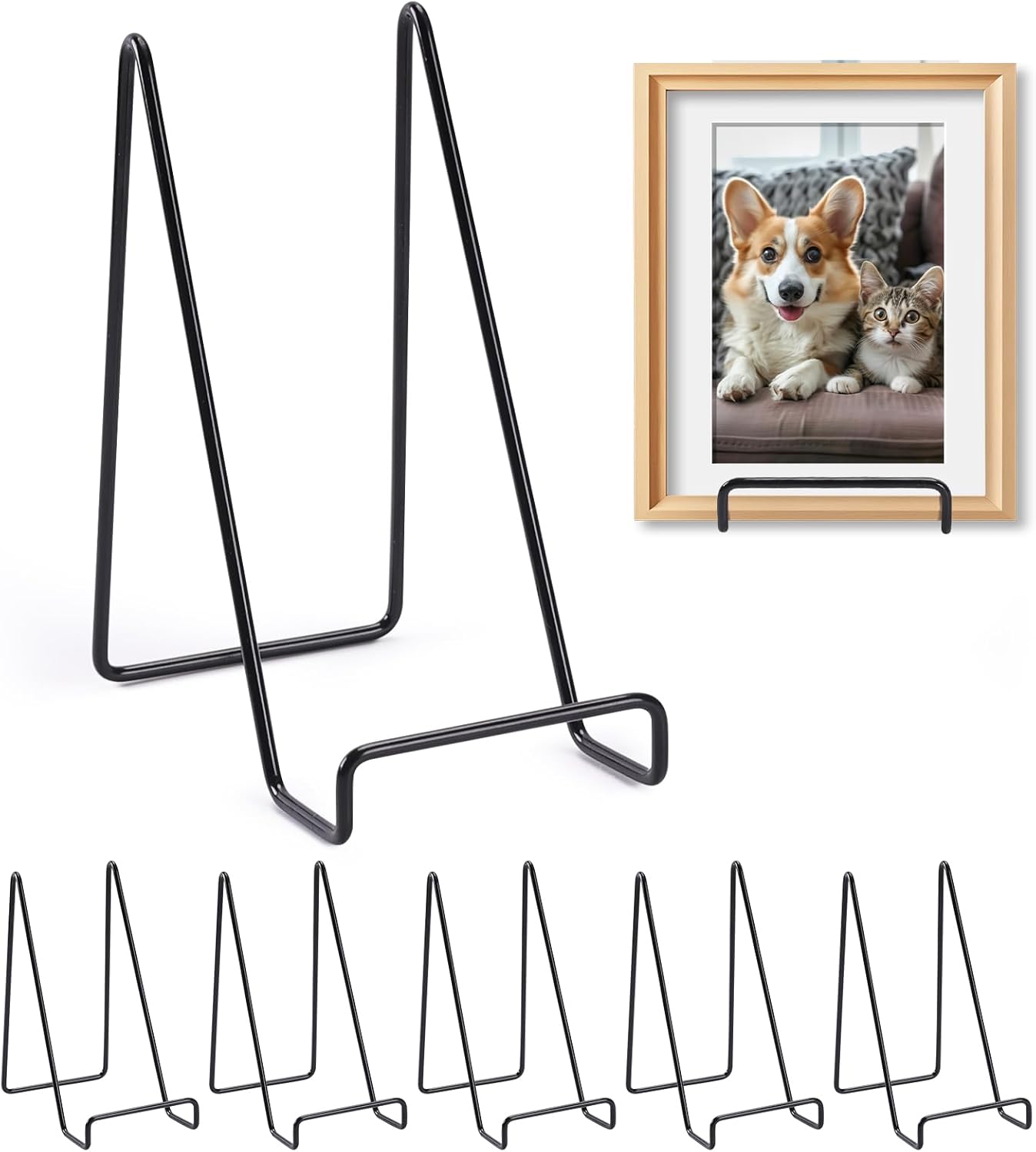 6 Pack 6 Inch Plate Stands for Display,Book Display Stand,Metal Plate Holder Display Stands,Small Easels for Display,Suitable for Books, Desktop Art, Images,Photos,and Collages