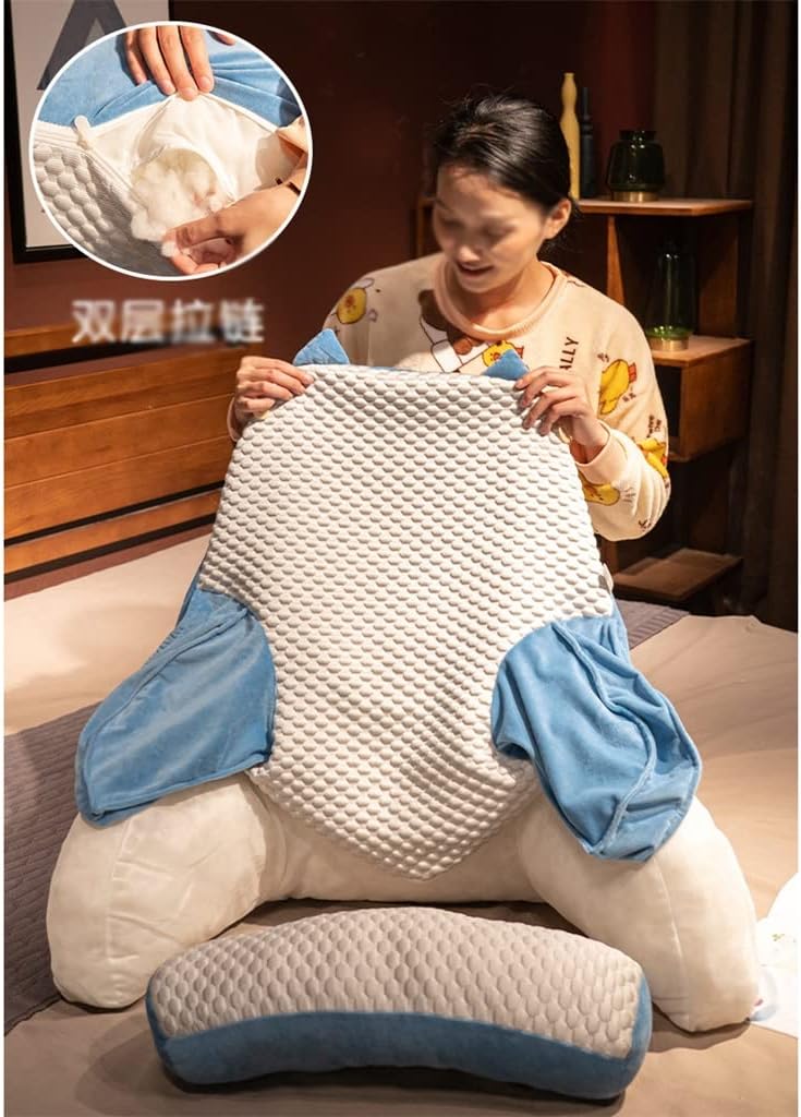 Ice Silk Lumbar Pillow Office Seat Cushion Bed Back(E,60x40cm)
