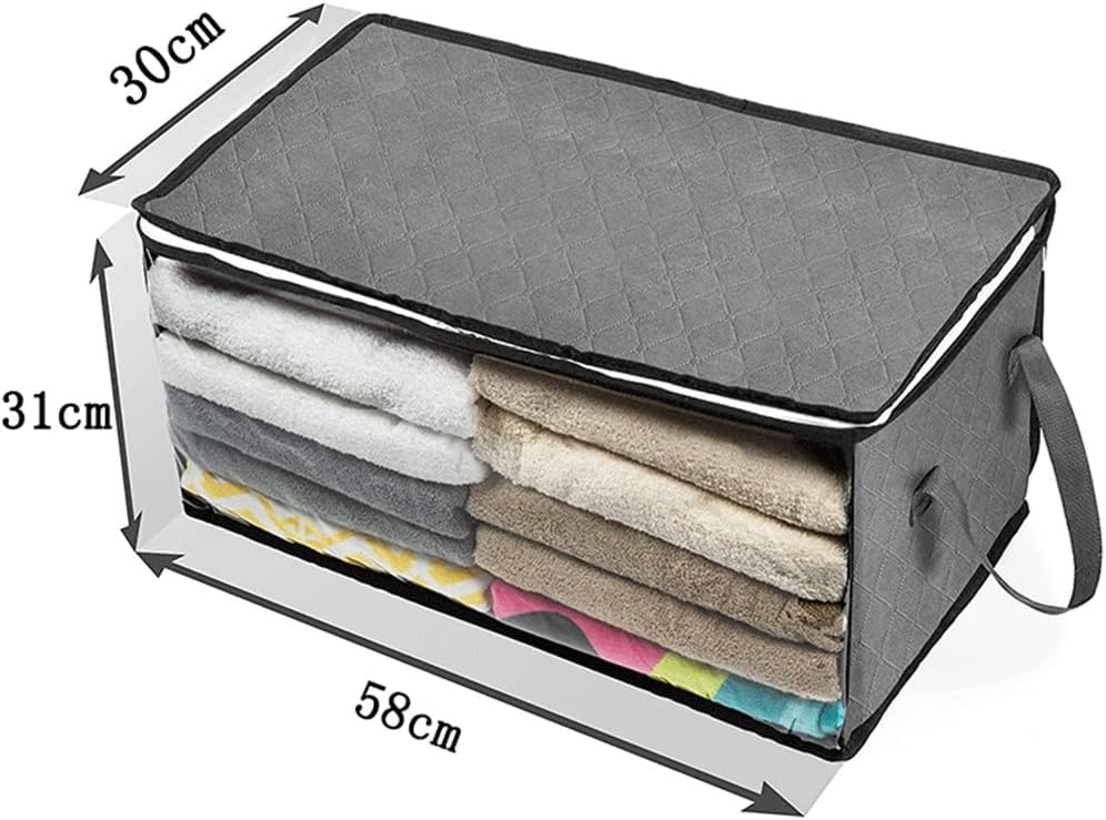 Home Storage Bags Quilt Non-Woven Clothes Boxes with Lids Closet(Blue)