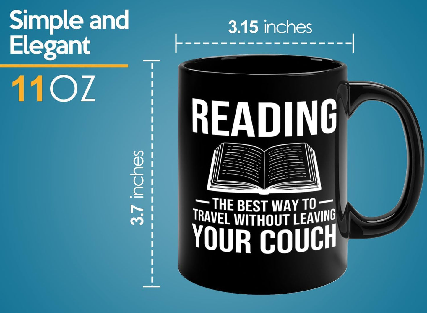 Book Lover Coffee Mug 11oz Black -Reading The best - Bookworm Literature Library Book Lover Reader Booked Editor Intellectual Studious