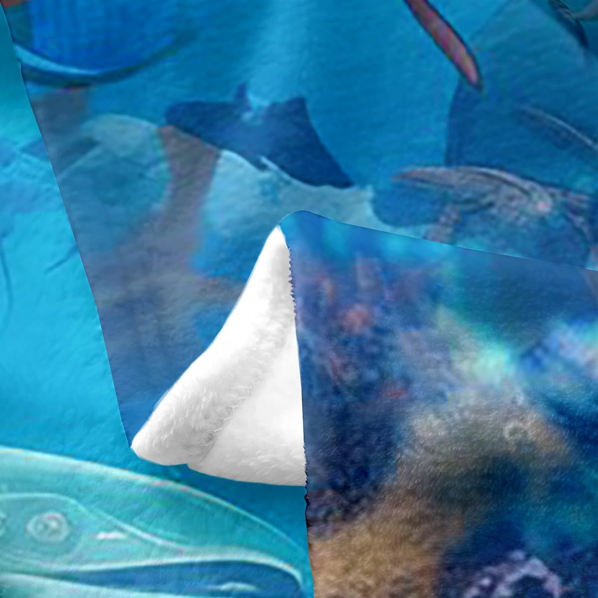 Erosebridal Sea Turtle & Shark All Season Fleece Blanket - Queen Size, Ocean Animals Fishes Fuzzy Blanket for Sofa, Bed, Couch Decor
