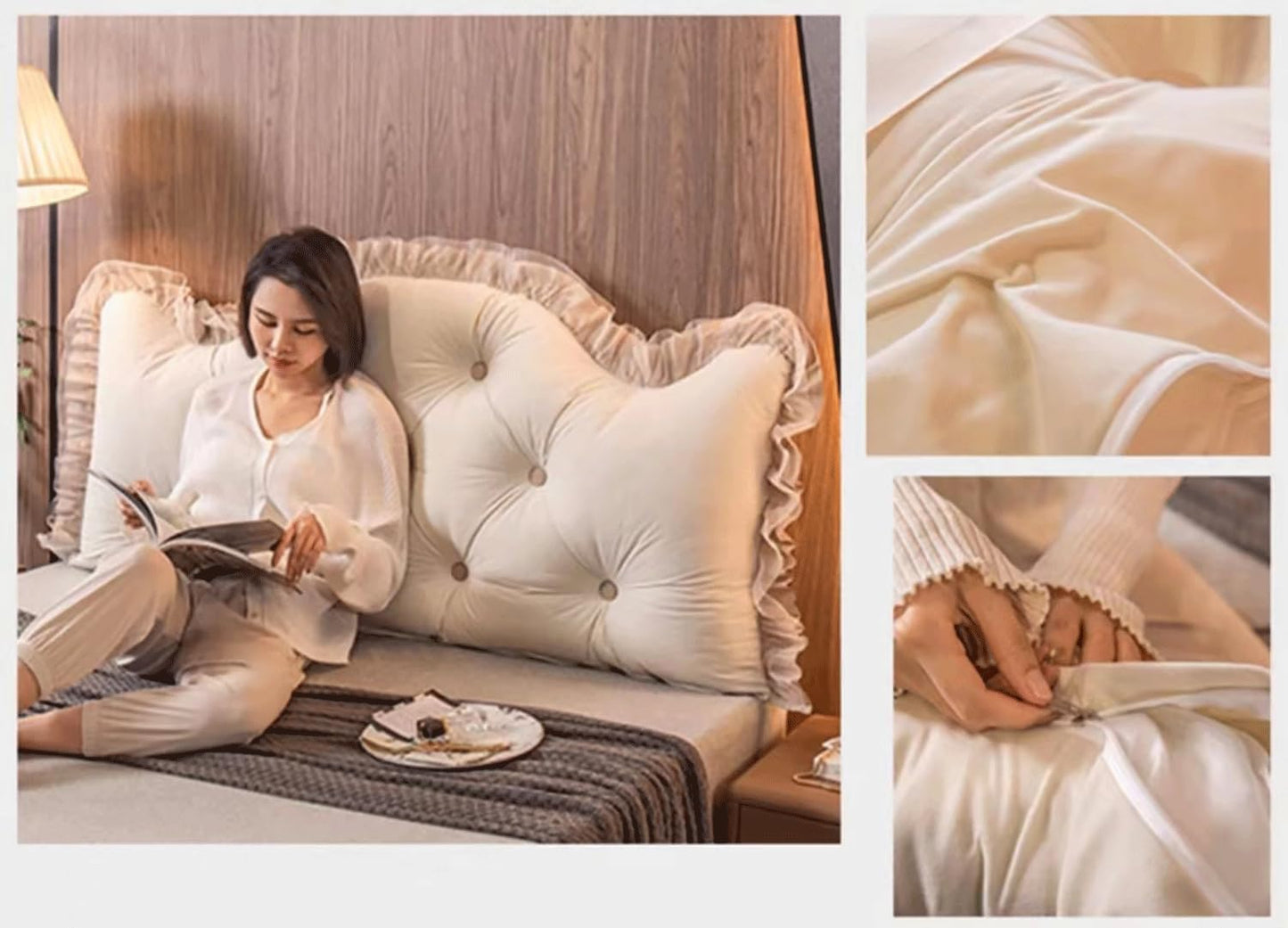 Large Reading Pillow Headboard Pillow,Bolster Backrest Pillow Wedge Positioning Support Pillow for Sofa Bed Lumbar Pad(Size:35"/90cm,Color:H)