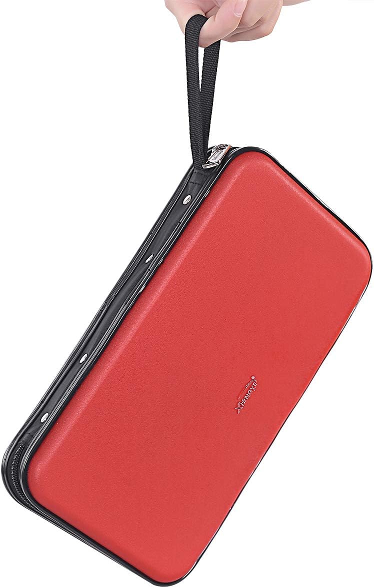 CD DVD Case, 72 Capacity Heavy Duty Wallet, DVD CD Case Holder for Car, Hard Shell Sturdy case, CD Disk Holder, DVD disc Binder, Booklet, Protective Blu-ray Wallet (72 Capacity,Red)