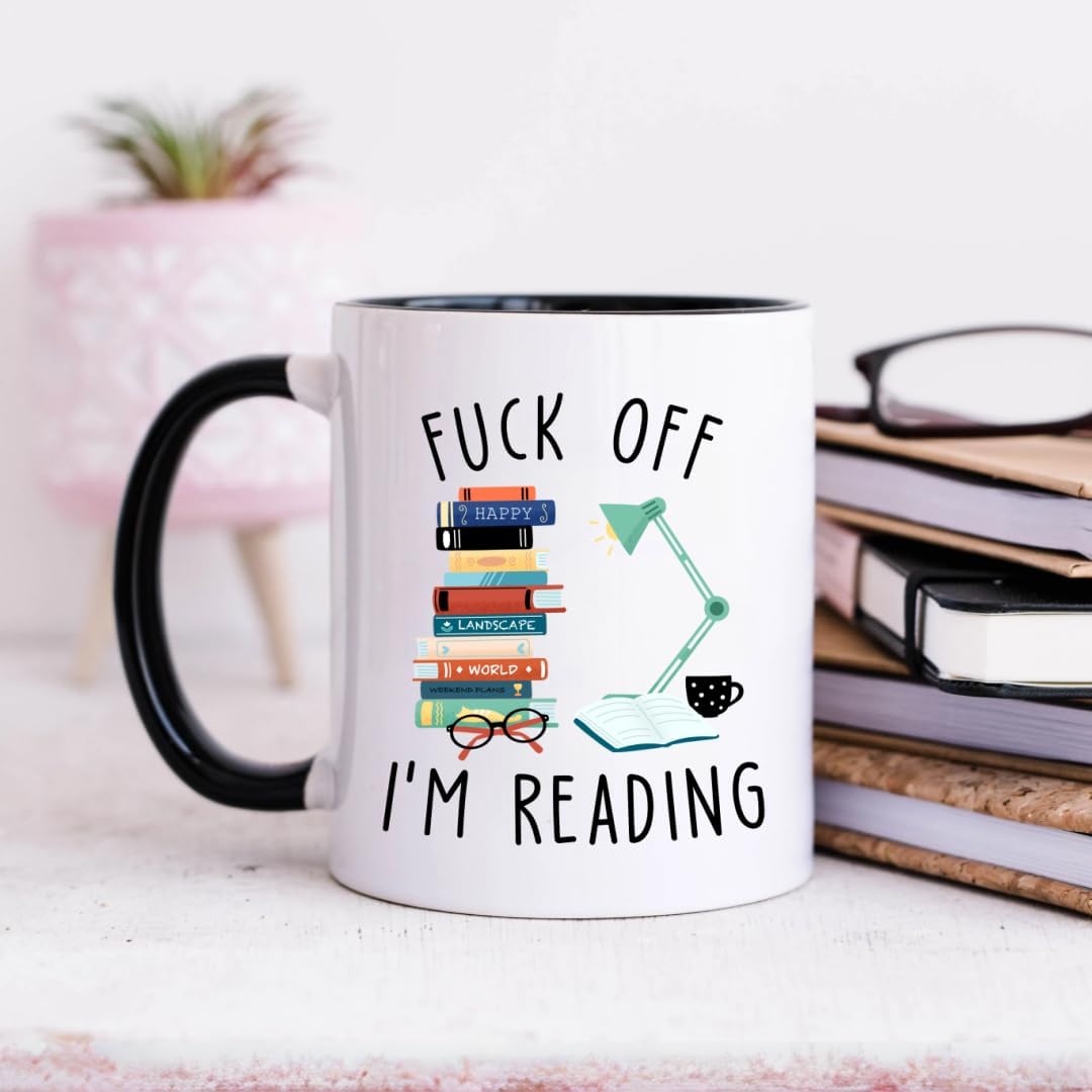 Funny Coffee Mug for Book Lovers Readers, Novelty Fuck Off I'M Reading Coffee Cup, Reading Gifts for Bookish Bookworm Book Club Friends Reader