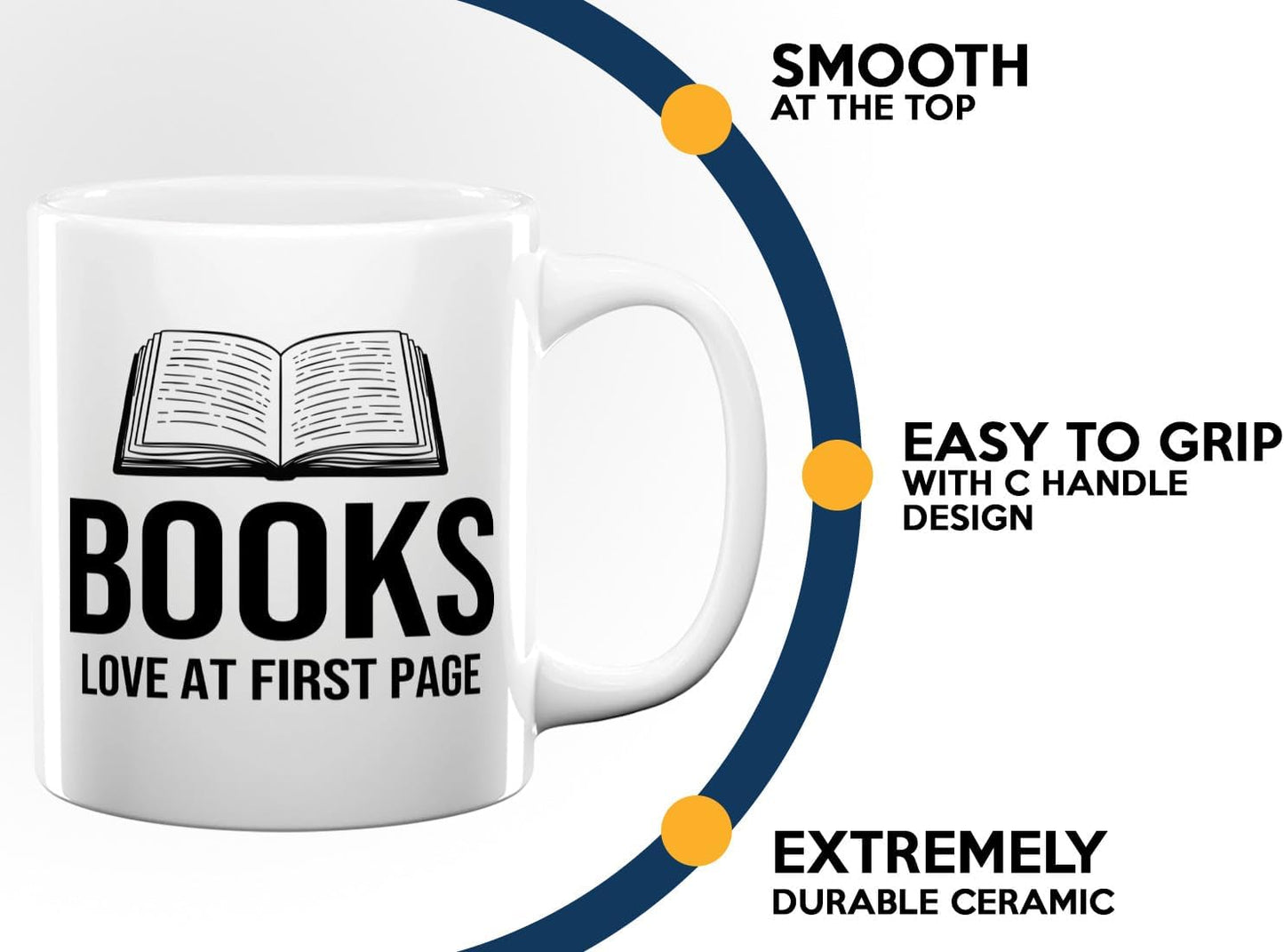 Book Lover Coffee Mug 11oz White -Books Love at - Bookworm Literature Library Book Lover Reader Booked Editor Intellectual Studious