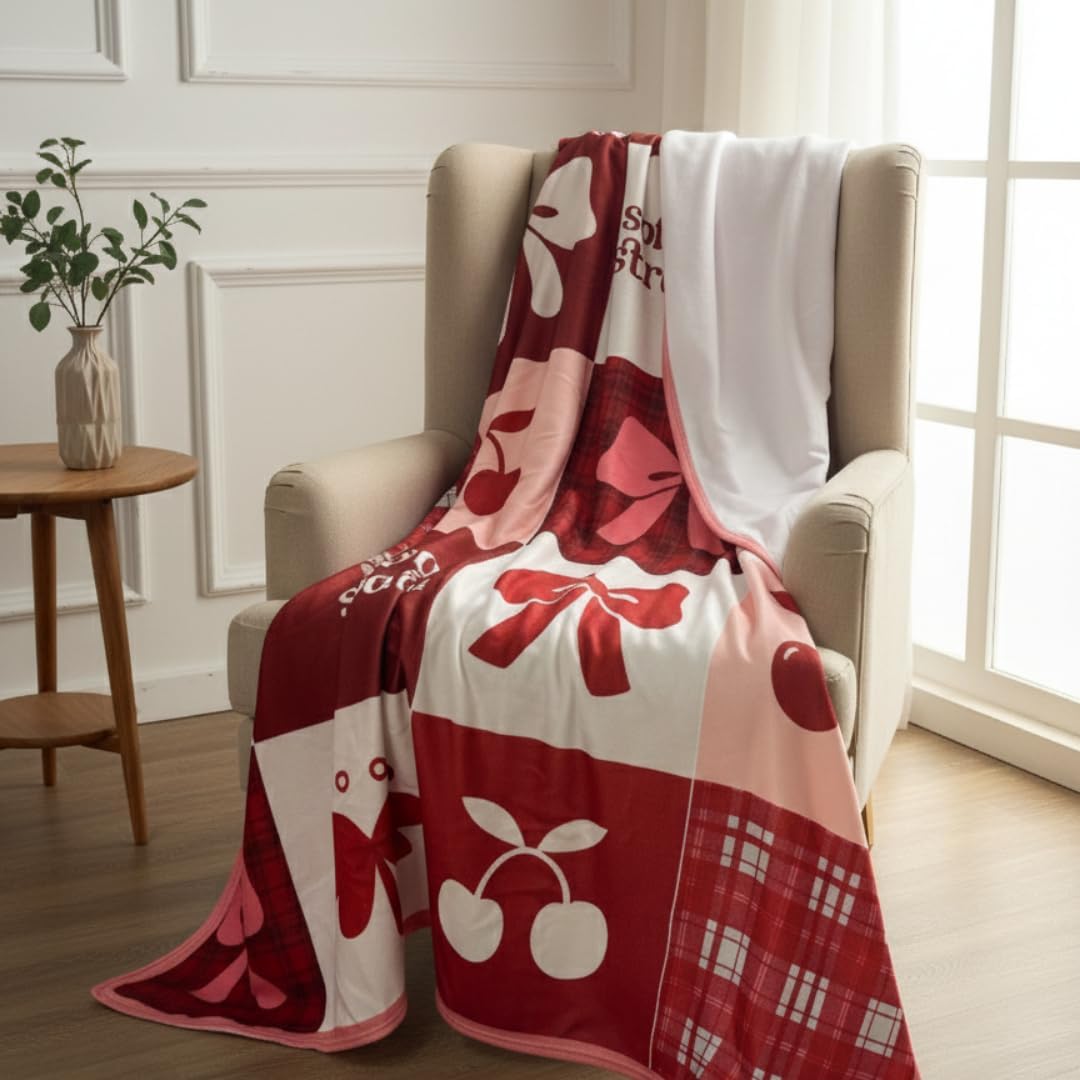Bow Blanket, Cute Pink Bow Christmas Blanket for Couch, Soft Cozy Plush Fleece Holiday Decor, Christmas Bows Blankets Bedding for Preppy Girly Coquette Decor, Gifts for Women, Family, 50x60 Inches