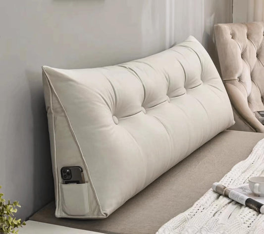 Large Triangular Headboard Pillow Daybed Back Wedge Pillow Bolster Reading Backrest Pillow Body Positioning Support Cushion with Removable Cover(Size:180x20x50cm(70x7.8x20),Color:B)