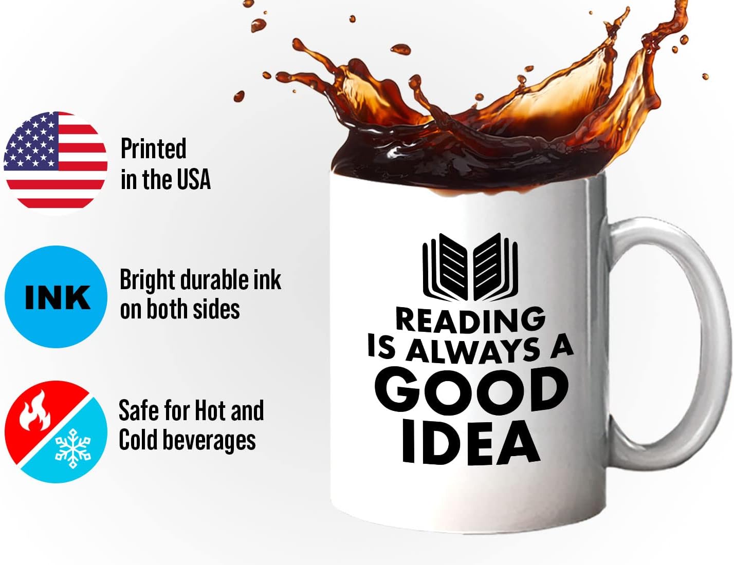 Book Lover Coffee Mug 11oz White - reading is - Literary librarian Literature Bookworm Historian Public Library Curator Bibliophile Bibliolater