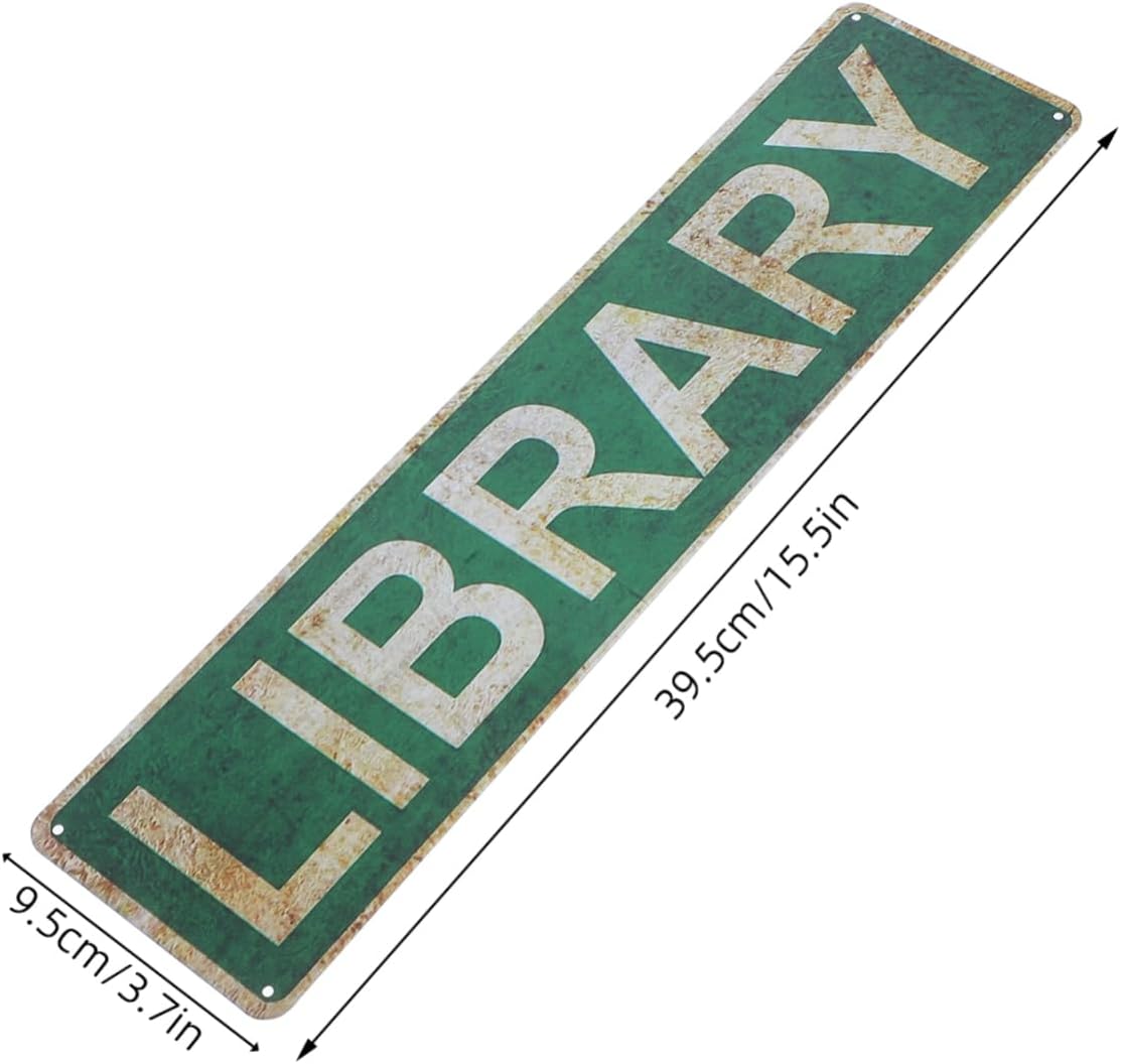 ERINGOGO Vintage Library Sign Plaque Rustic Tin Wall Art for Home and Office Decor Reading Room and Outdoor Book Decor for Book Lovers and Study Spaces