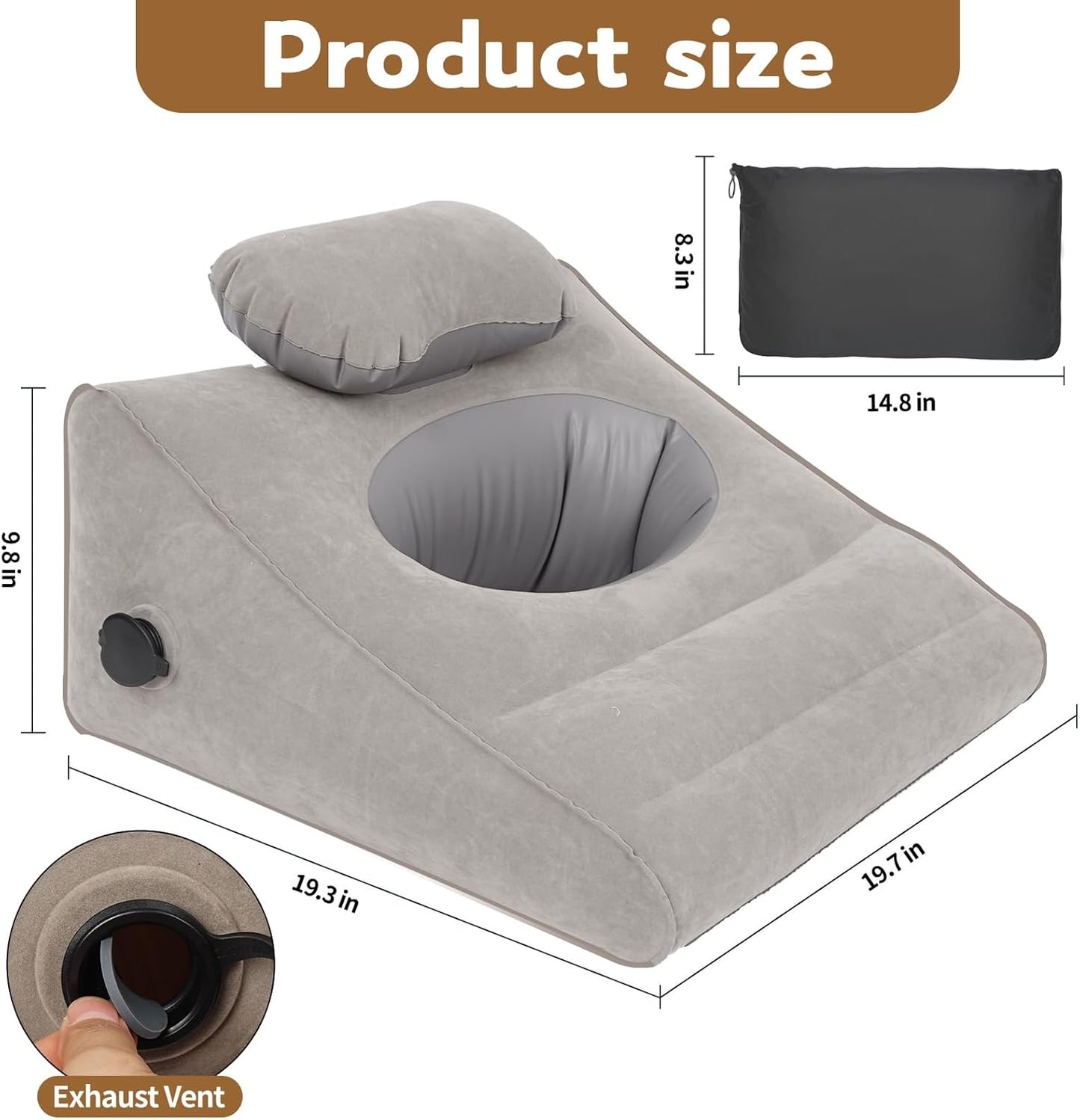 Wedge Pillow for Sleeping, Inflatable Leg Elevation Pillow for Swelling, Circulation, Leg & Back Pain Relief, Leg Pillow for After Aurgery, Hip,Foot,Ankle, Injury, Recover
