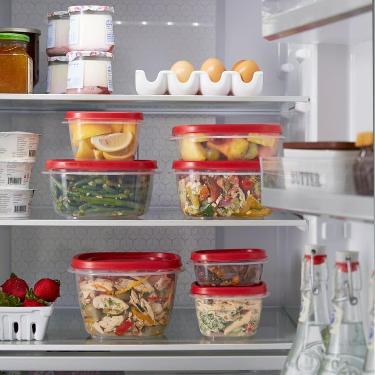 Rubbermaid Easy Find Lids Food Storage Container, 14 Cup, Red 2 Pack