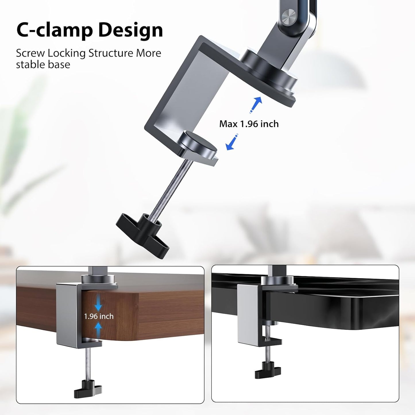 KU XIU Tablet Stand for Desk, Aluminum Alloy Foldable Tablet Arm Mount Holder Compatible with iPad 10/9th, iPad 13/12.9/11" M3 M4 M5 Pro Air, For Samsung Galaxy Tab & More 7-15.6" Tab Portable Monitor