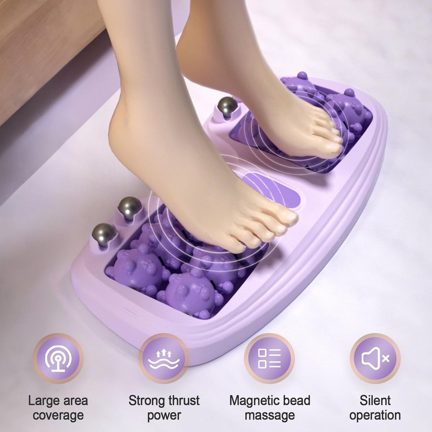 Portable Dual Foot Massage Roller, Foot Massage Roller with Magnetic Pressure Points, Tight Muscles & Sore Feet and Improved Circulation, for Home and Office Use (Purple)
