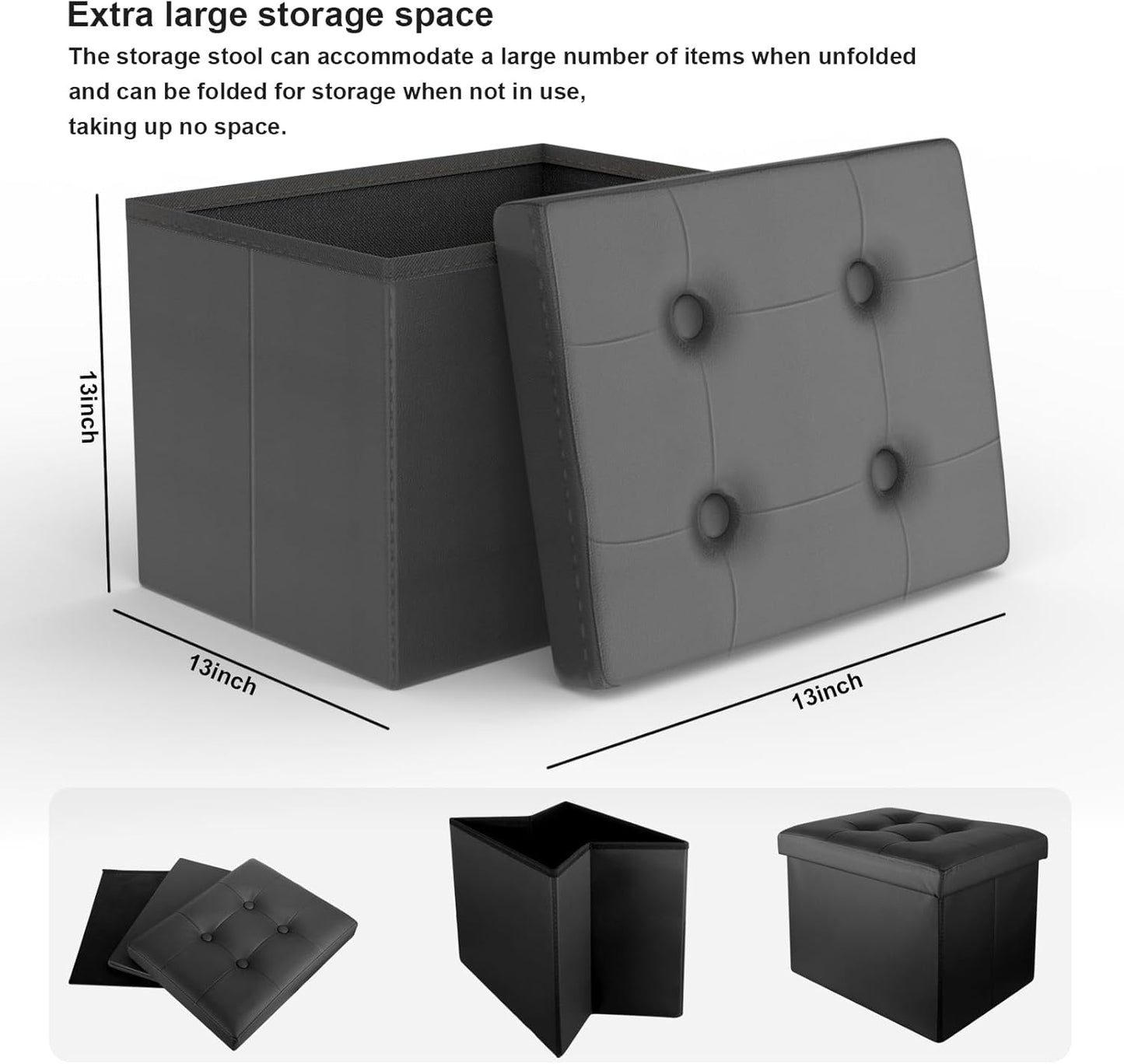 Ottoman Storage Ottoman Foot Rest Ottoman with Storage Ottomans Foot Stools Small Ottoman Black L17W13H13INCH