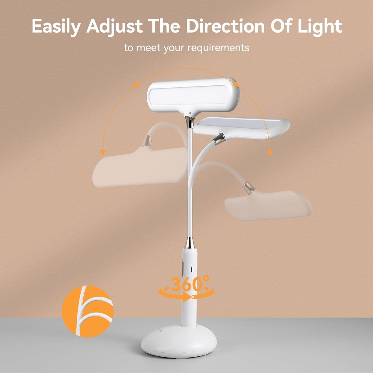 VAVOFO LED Desk Lamp 6778B - Touch Control, Adjustable 2700-7000K Color Temperature, 700 Lumens, 360° Flexible Gooseneck, USB-C Charging, 2.5hrs Cordless, Eye-Caring Light (White)