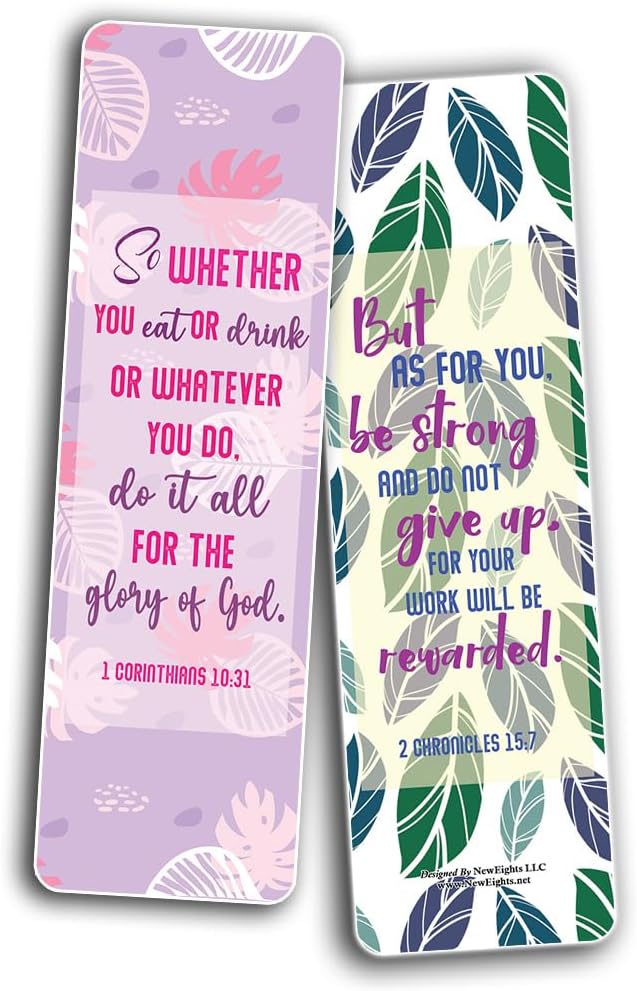 NewEights Bible Verses About Work That Motivate and Uplift You Bookmarks (12-Pack) - Daily Motivational Card Set – Collection Set Book Page Clippers – Ideal for Church Gifts for Boys Girls