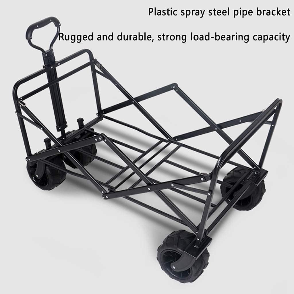 Folding Utility Wagon Heavy Duty Collapsible Wagon Garden Cart with Universal Wheels Adjustable Handle Large Capacity Load-Bearing 100kg / 220lbs