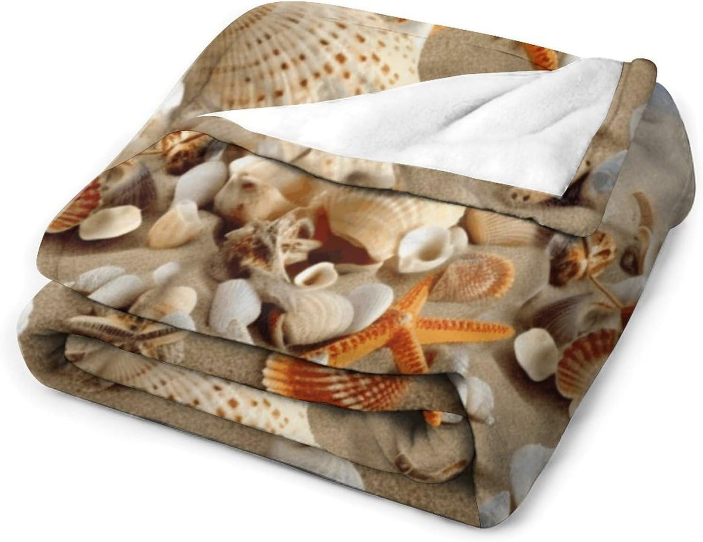Beach Shells Throw Blanket for Couch Super Soft Warm Lightweight Throw Blankets Cozy Flannel Bed Blanket Cute Decorative Blankets for All Seasons Home Decor Gift 60"*80"（150 * 200cm）