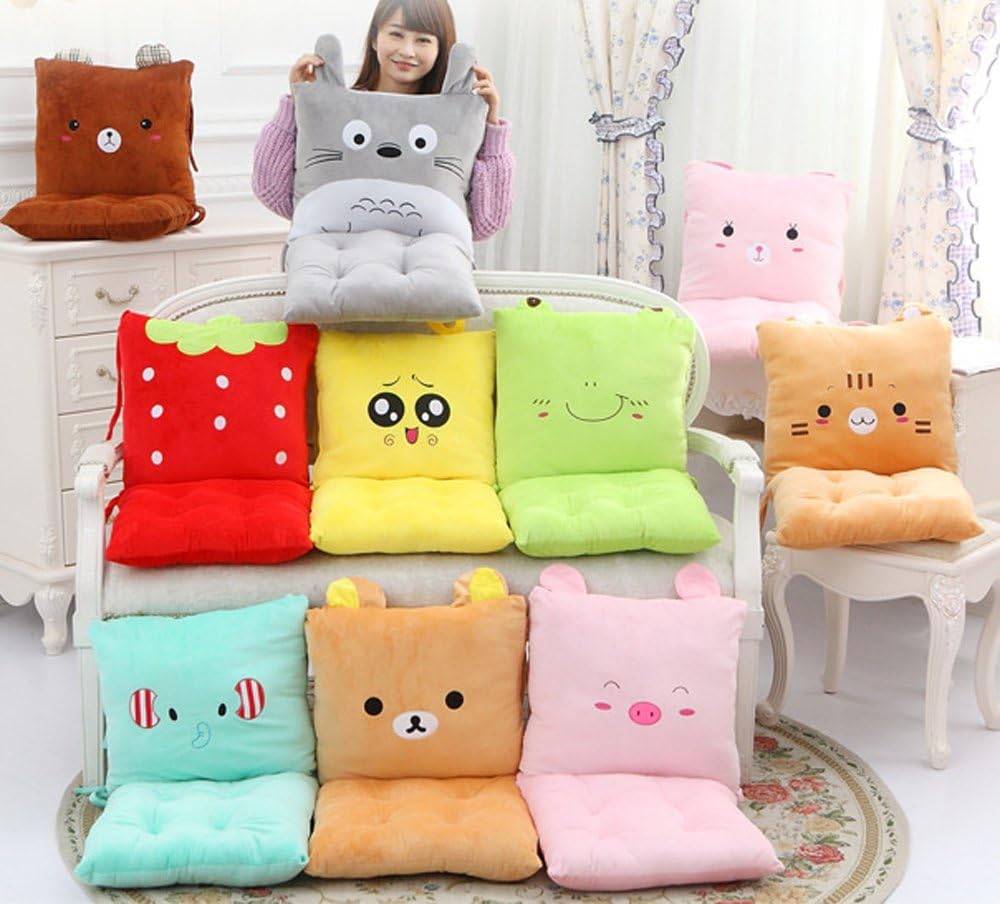 ChezMax Chair Cushion Plush Seat Cushion Back Cushion with Ties Thickened Desk Chair Pads Cartoon Waist Pillow Cushion Decor for Chair Car Office Patio Wheelchair Cartoon Bear