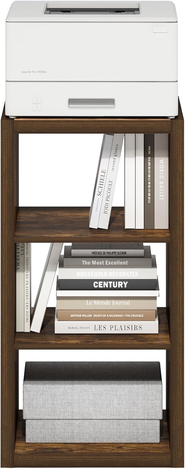 Furinno Cubicle Book Shelf, 3-Cube Bookshelf, Extra Thick Frame Horizontally & Vertically Reversible Bookcase with Open Back, 14.6" x 16" x 44", for Living Room, Bedroom, Home Office, Amber Pine