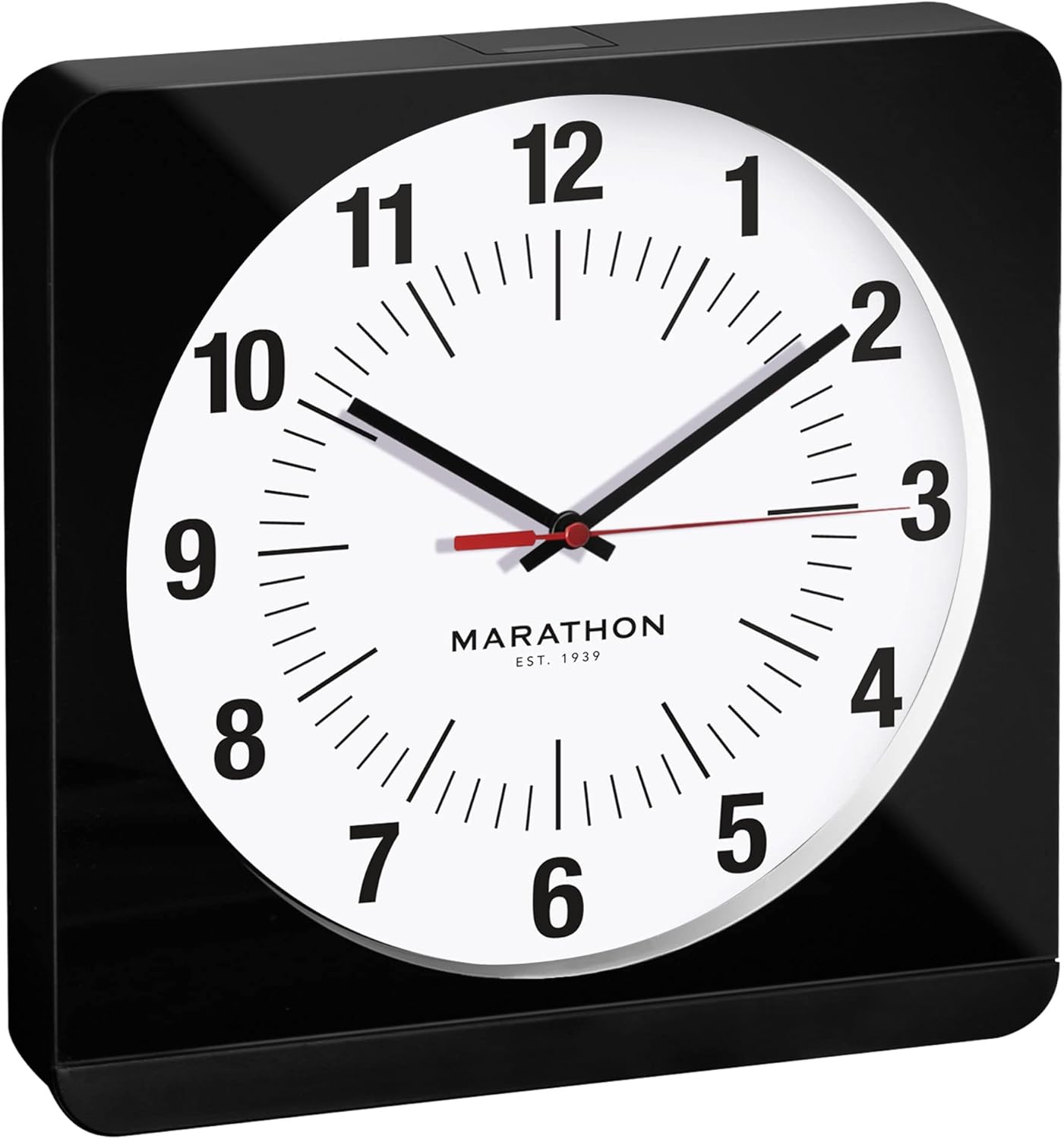 MARATHON 12 Inch Analog Wall Clock with Auto Back Light and Non Ticking Silent Sweep (Black & White - Commercial Edition)