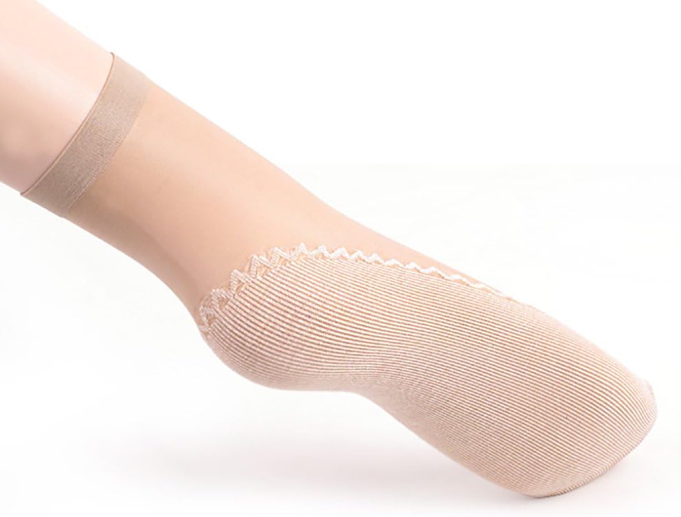 Women's 12 Pairs Silky Anti-Slip Cotton Sole Sheer Ankle High Tights Hosiery Socks Reinforced Toe