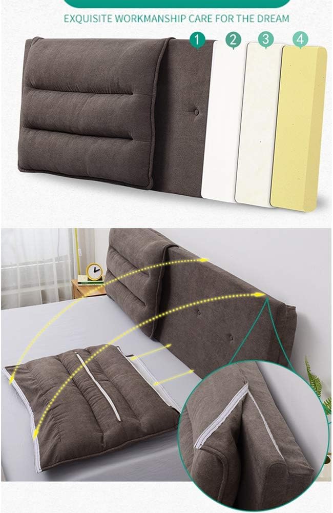 Upholstered Headboard Bed Backrest Cushion Bedside Pads Back Support Pillow Four-Layer Structure Easy to Install 6 Colors 7 Sizes (Color : Blue Size : 155x60cm) (Yellow 185x60cm)