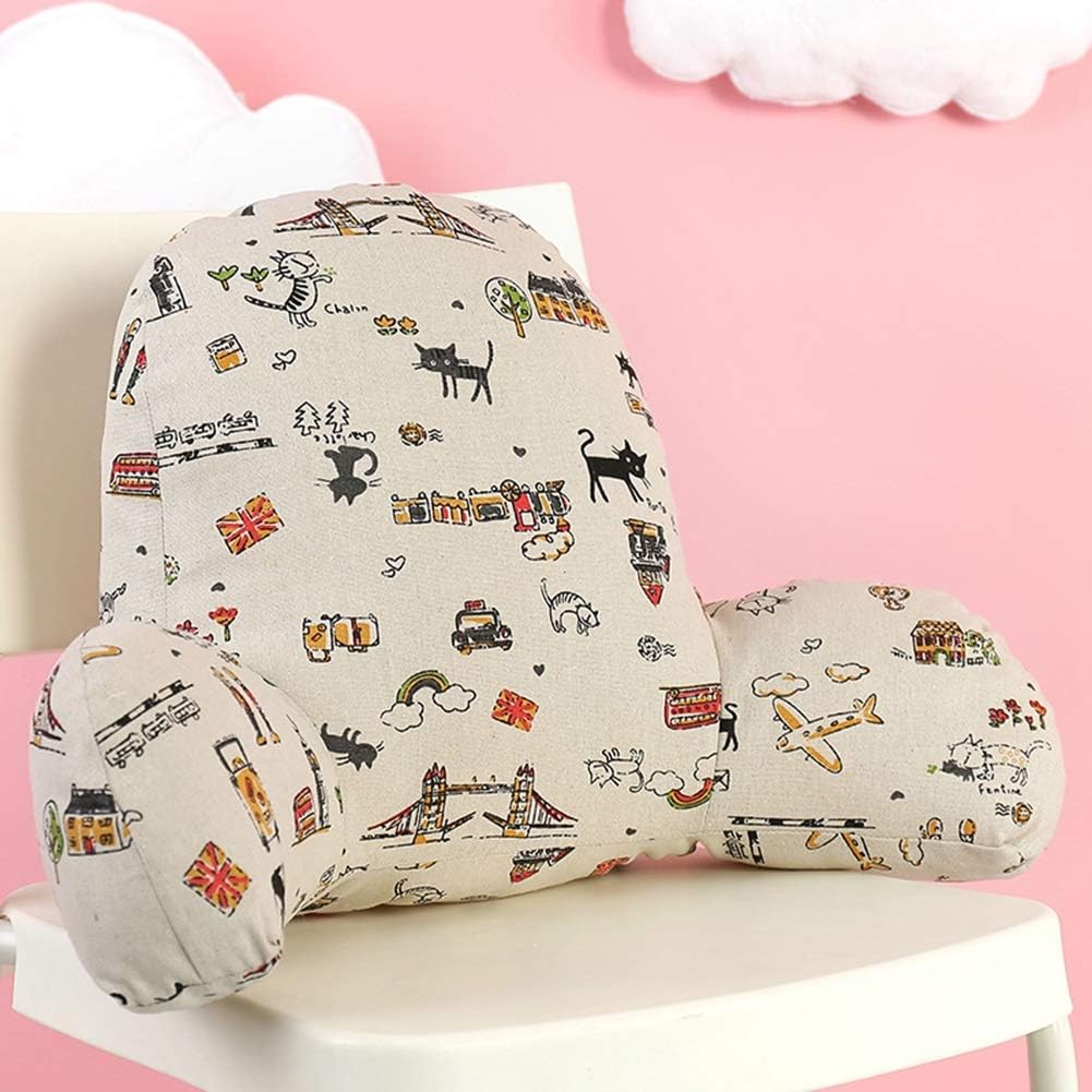 Backrest Pillow with Arms for Reading in Bed Perfect Support Relaxing Watching TV 4 Colors Optional (Colour: D Size: 60x35x15cm) (C 53x30x15cm)