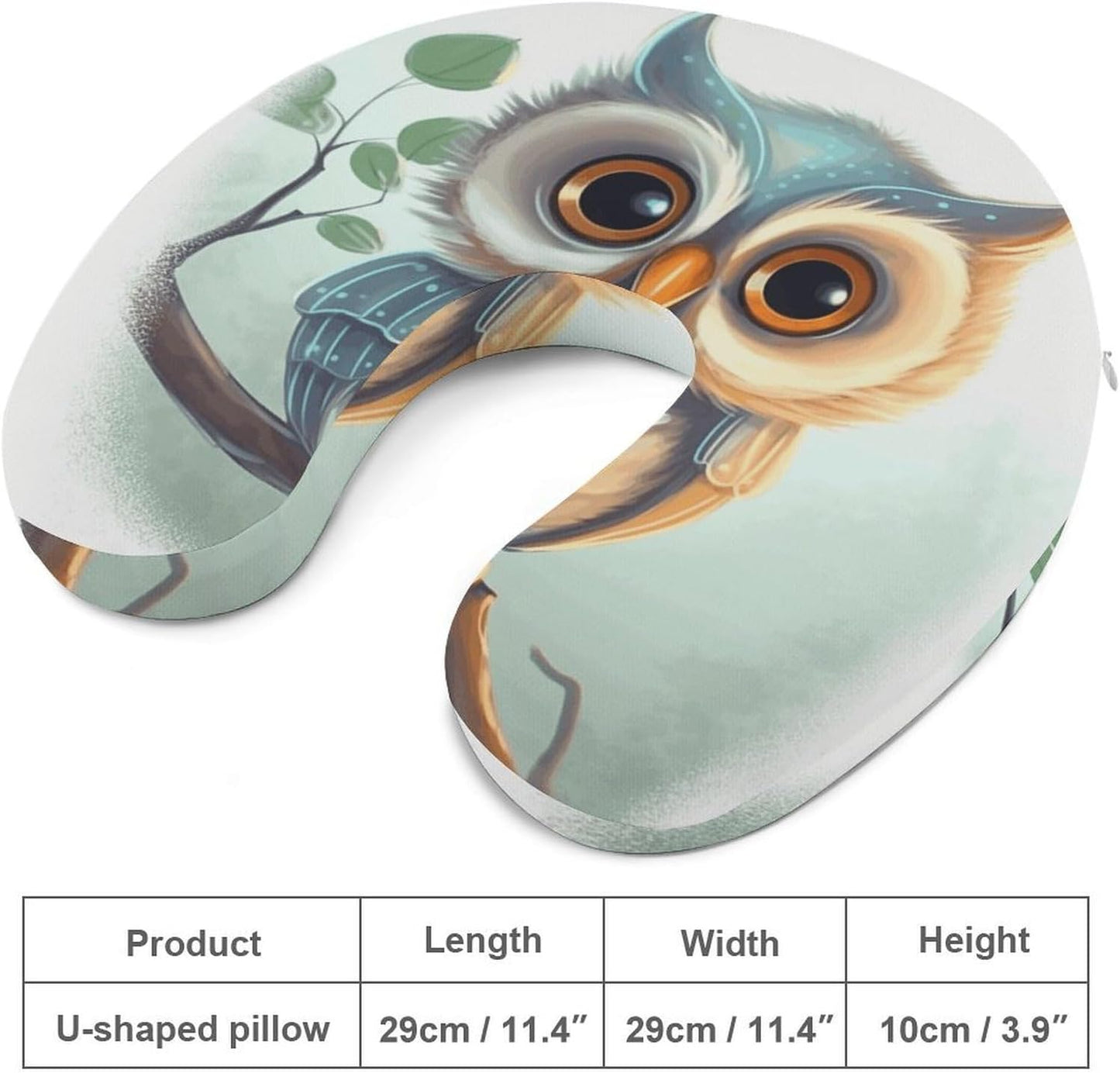Cute Owl Neck Pillow Memory Foam U Shaped Pillows Portable Pillows for Shoulder Travel Head Support Pillow with Concealed Zipper for Airplane Car Home Office