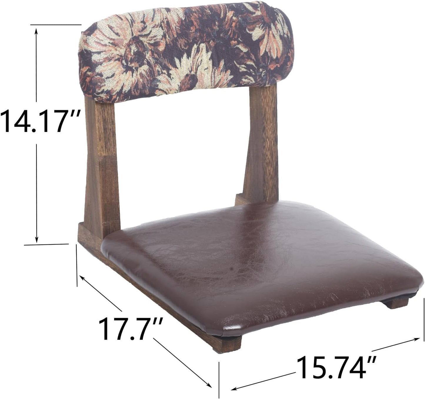 Meditation Chair with Back Support, Japanese Floor Chair, Tatami Floor Seat, Brown
