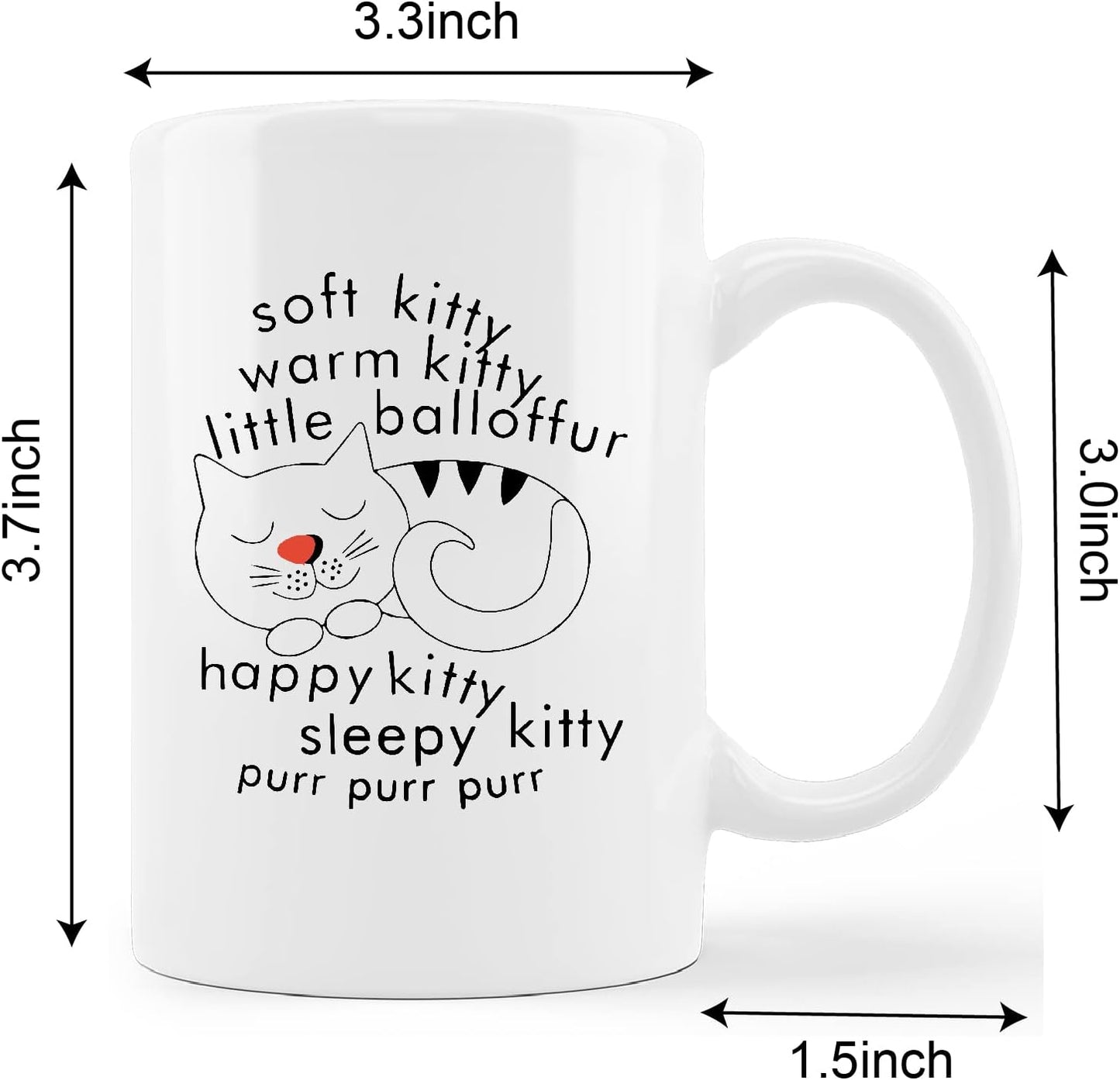 Kunlisa Soft Kitty Warm Kitty Little Balloffur Ceramic Mug - 11oz Coffee Milk Tea Mug Cup, Gifts For Cat Lovers, Pet Lovers