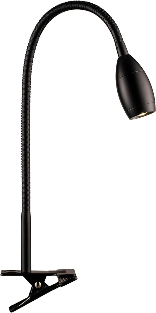 O'Bright Lumos - Versatile Clip-on Lamp: Zoomable Spotlight, Dimmable LED, Flexible Gooseneck, 4000K Light, 100% Metal Clamp - Ideal for Reading, Crafting, Work, and Headboards, Black