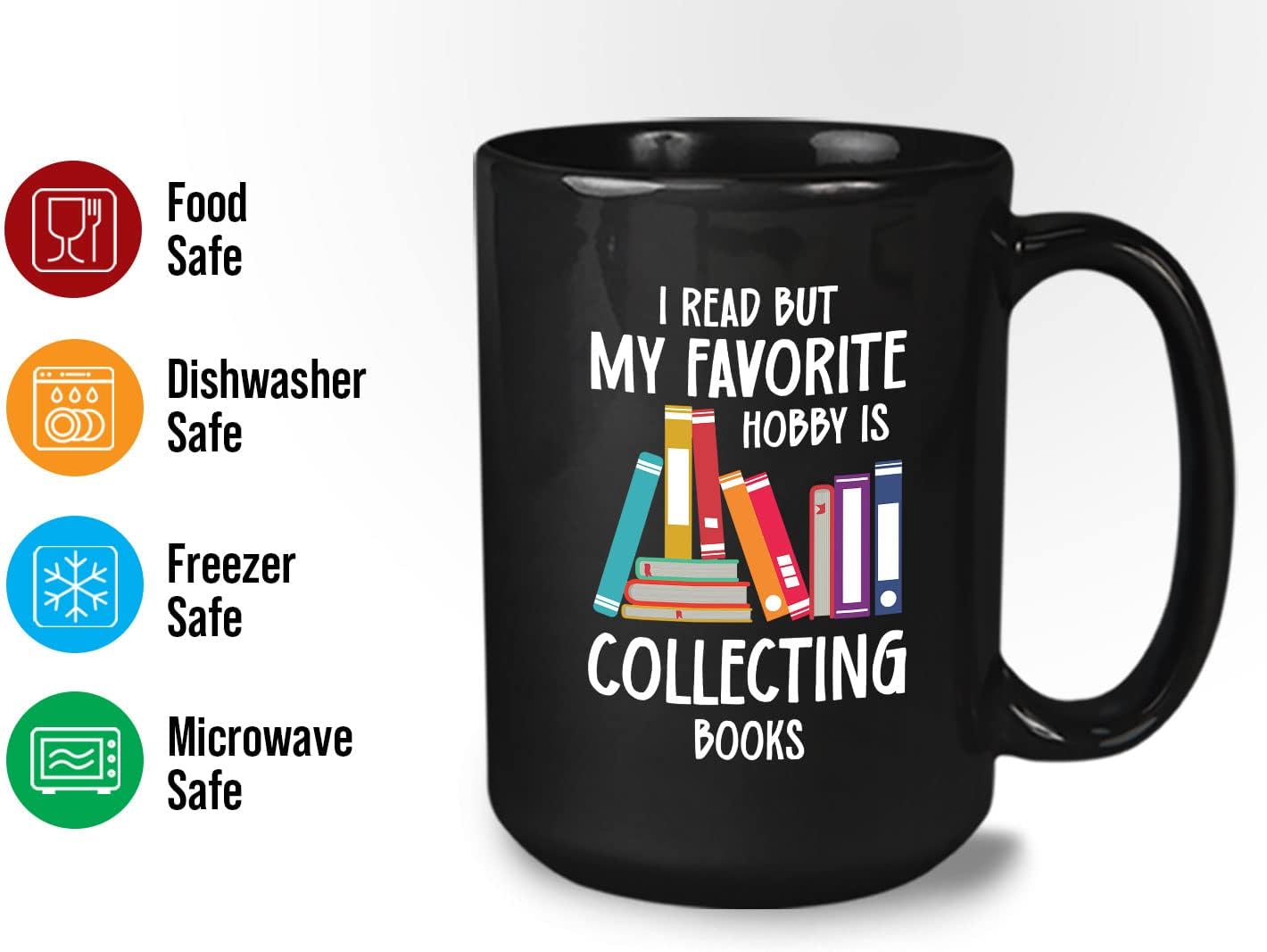 Bubble Hugs Book Lover Coffee Mug 15oz Black - Favorite Hobby Collecting Books - Reading Book Collector Reader Stack of Books Lover Bookish Novelist Librarian Writer