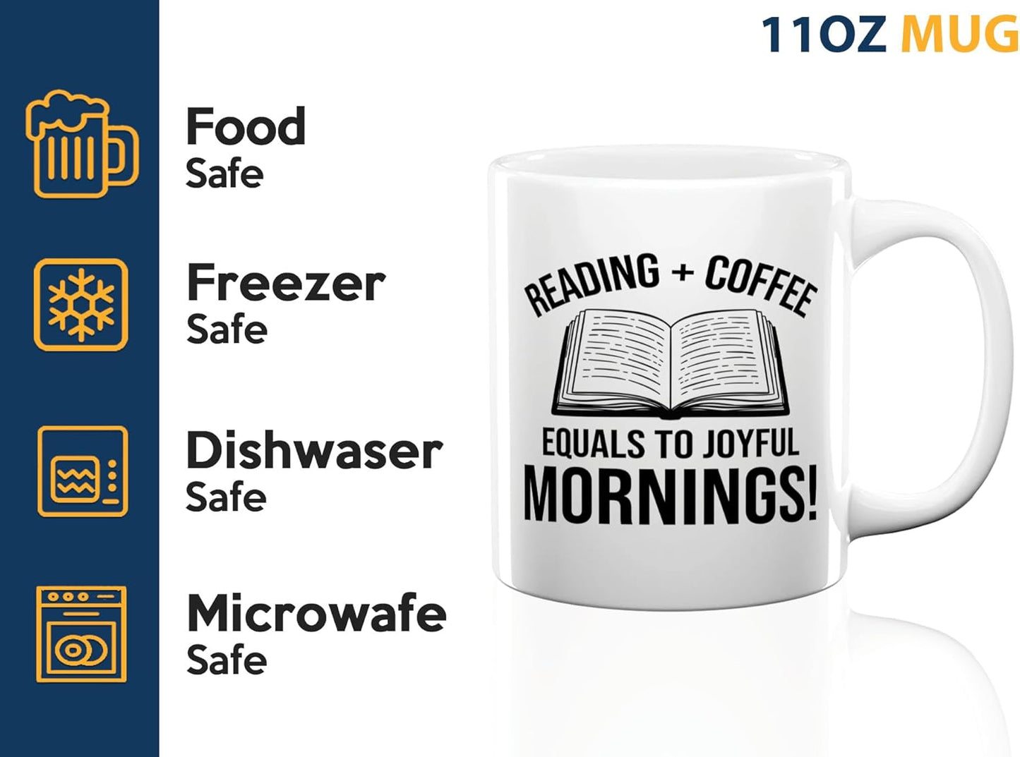 Book Lover Coffee Mug 11oz White -Reading Coffee equals - Bookworm Literature Library Book Lover Reader Booked Editor Intellectual Studious
