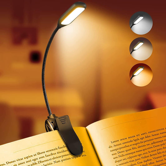 Mini Book Light, Rechargeable Up to 60 Hours, 9-Level Brightness, Easy Clip On Lamp for Night Reading in Bed, Eye Protection Table Light for Bookworms, Kids