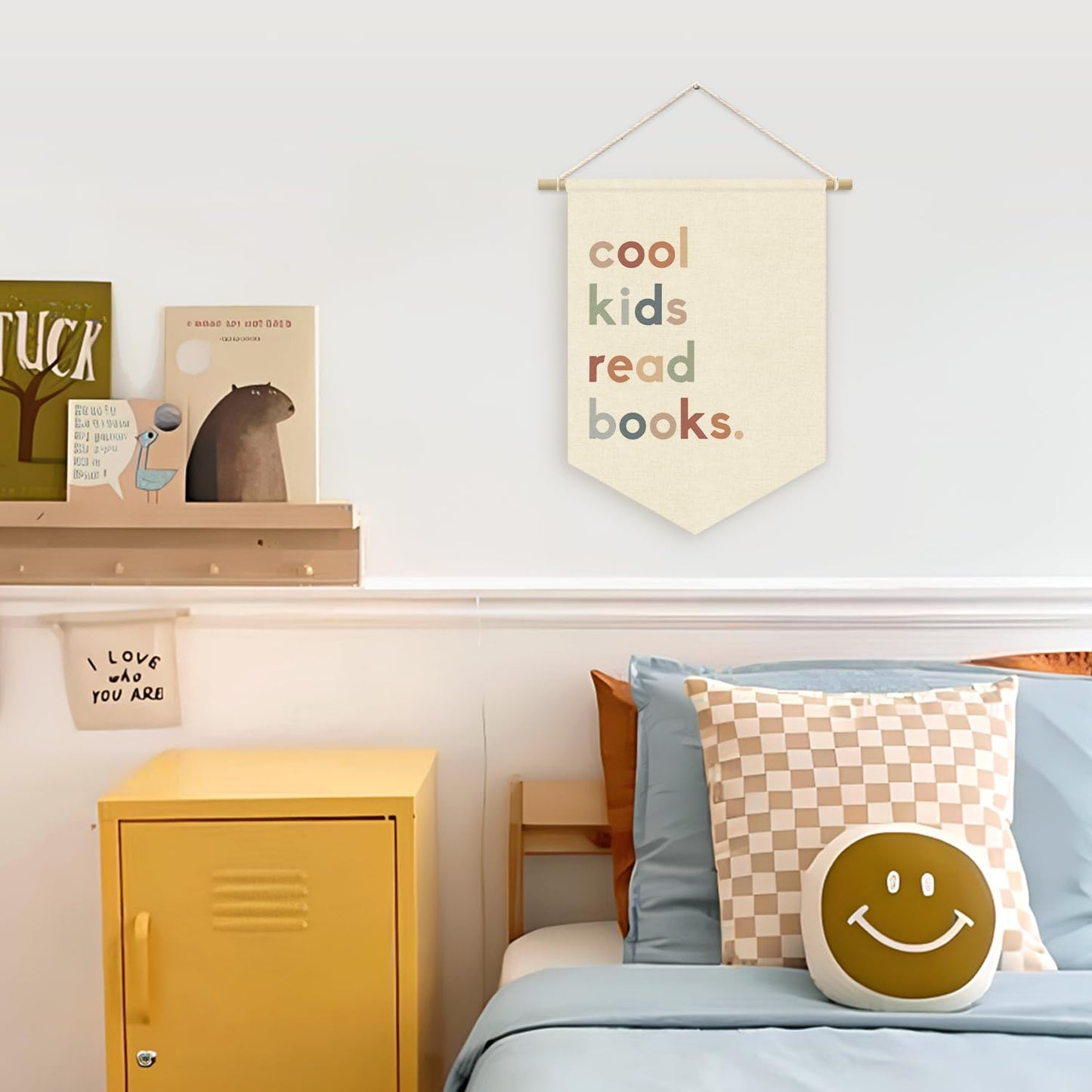 Cool Kids Read Books Wall Hanging Banner, Boho Classroom Decor Read Corner Pennant Flag Wall Decor, Book Lover Gift, Playroom Reading Book