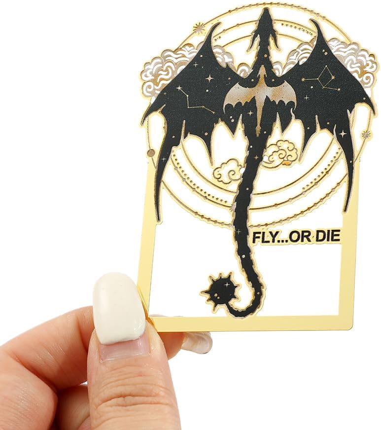 Engraved Black Dragon Stainless Steel Book Mark - Dark Metal Bookmarks Reading Marks Book Lovers Collections School Supplies Gifts for Friends Teachers (SQ0838)