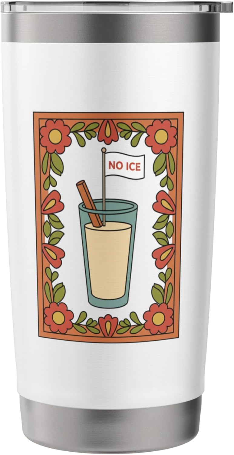 No Ice Cocktail Lover Retro Floral Drinking Design Stainless Steel Insulated Tumbler