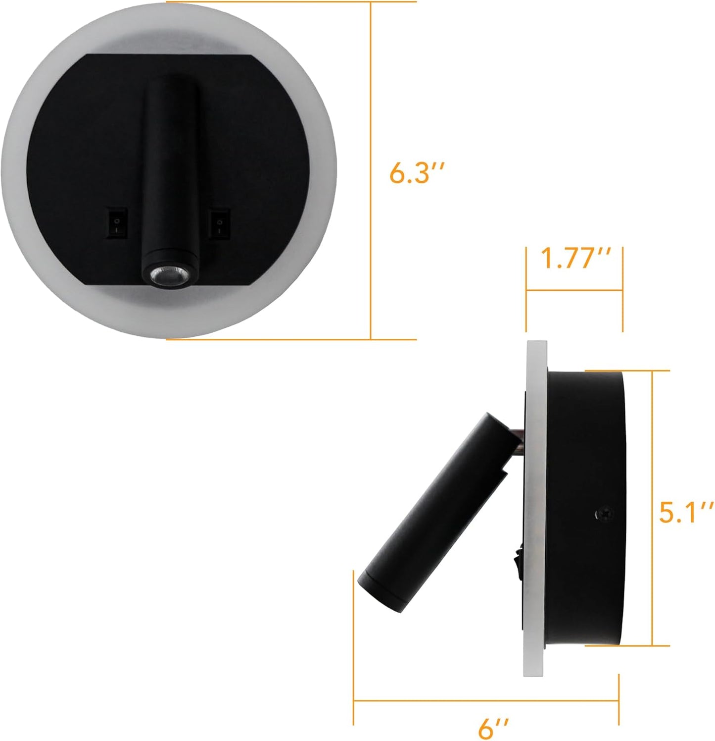 Facon 12V RV Wall Sconce Reading Light with w/18W USB-C Fast Charger, 270° Rotatable Spot Lights with Independent Switches, RV Interior Light for Bedroom, Camper, Trailer, Tiny Homes