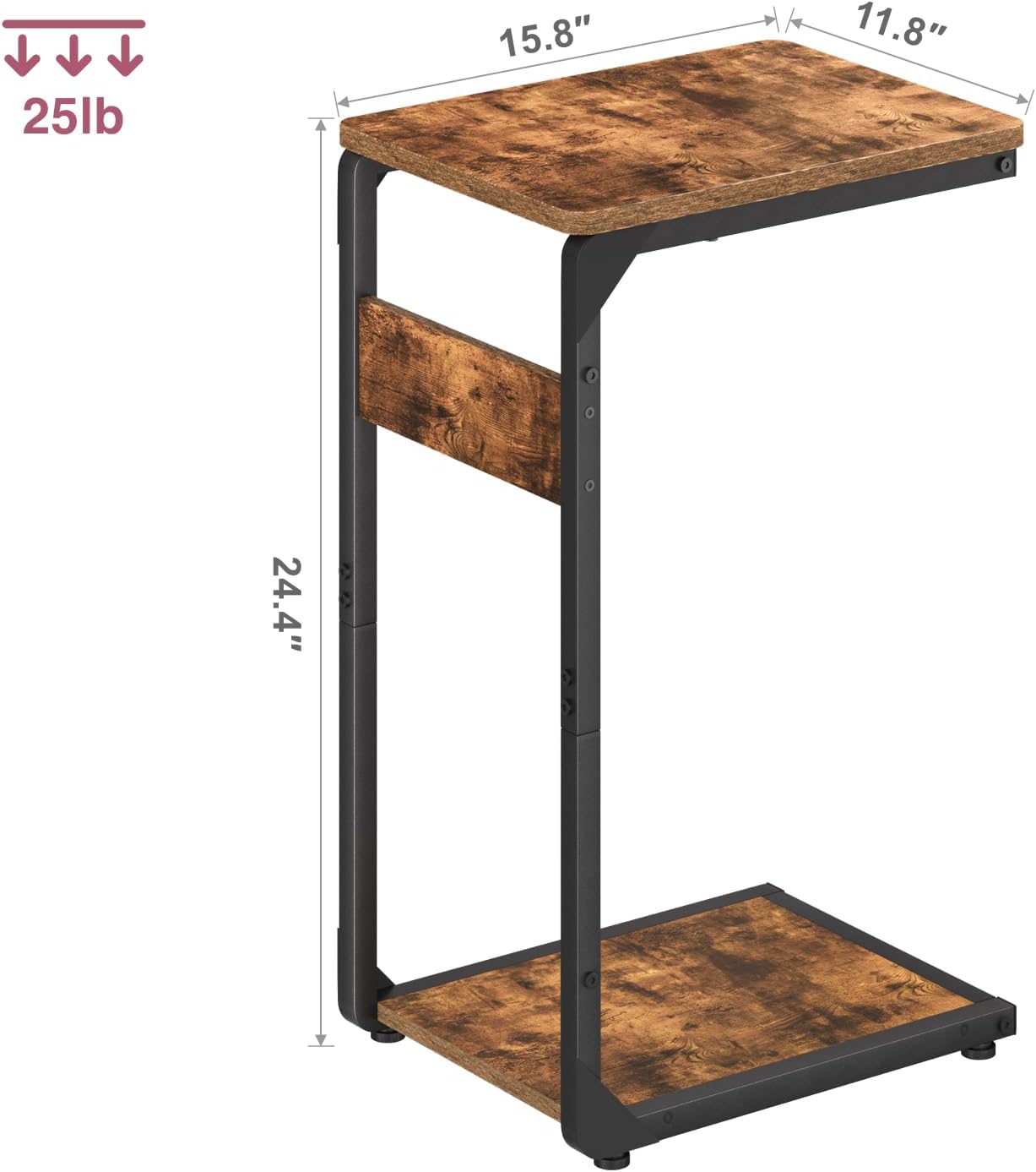 Narrow C-Shaped End Table, Small Couch Side Table, Sofa TV Tray Table for Living Room, Bedroom, Bedside ET-YB-BR1