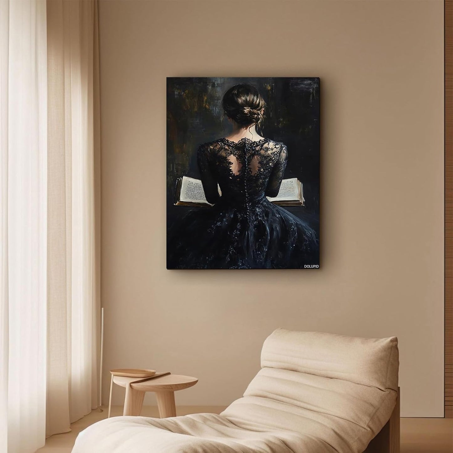 Dark Academia Wall Art Print, Vintage Victorian Woman Portrait Oil Painting Reading in Book Library Reading Room Poster, Aesthetic Bookish Painting, Moody Wall Decor, Book Lover Gift, 8x10inch Framed